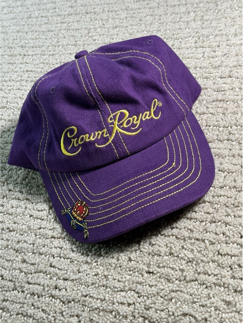 Crown Royal Hat Strap Back Purple Gold Embroidered 1939 Whiskey Brass Buckle